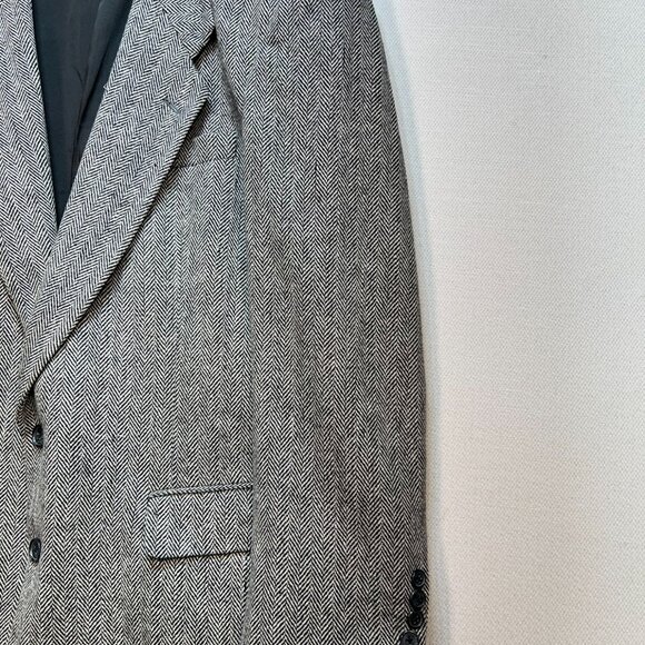 Hil & Archer Mens Wool Herringbone Blazer Coat Jacket 44R Gray Formal Classic - Picture 7 of 13